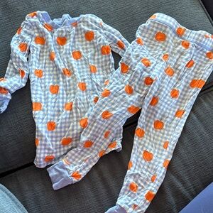 Playful Orange and Blue Checkered Kids Pajama Set